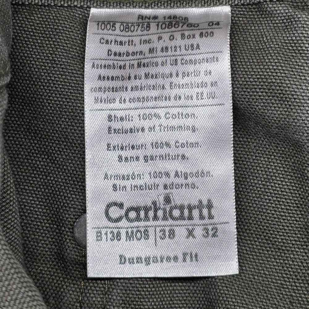 VTG Carhartt B136 MOS Dungaree‎ Fit Men's Work Pants 38x32 Double Knee Carpenter - Picture 11 of 11